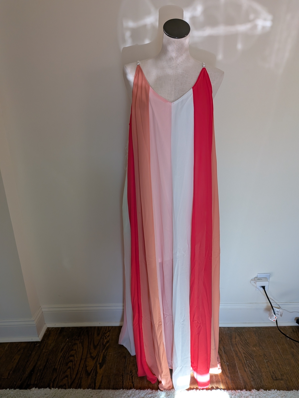 entro Pink Peach White Colorblock Maxi Dress